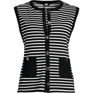 Feinstrick-Top mit Metallknöpfen für Damen, Damen, size: regular, Blau, Polyester/Viskose/Polyester-Mischung, by Lands' End