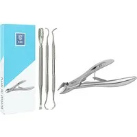 SMI Nagelzange Fußpflege Set Fußnagelzange dicke Nägel Eckenheber Nagelhautschieber, 4-tlg., gebogene Klinge