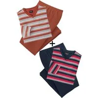 Franco Bettoni Pyjama (Spar-Set, 4-teiliges Pyjama-Set: 2 Langarmshirts und 2 Hosen) aus reinster Baumwolle