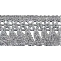 maDDma Webband 1m Fransenborte 32mm Meterware Quastenborte Zierborte Borte Farbwahl, grau
