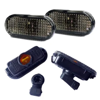 2x Premium Seitenblinker Blinker in Schwarz / Smoke inklusive Fassung für VW Passat 3B 3BG B5 Polo 6N 6N2 9N Lupo Fox