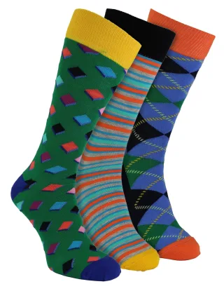 HS von Happy Socks - Herren 3er Pack lustige, ausgefallene Socken - Diamant (Grün)