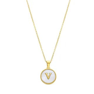 Luxenter-Halskette aus weißem Perlmutt in 18 Karat Gelbgold - Alphabet