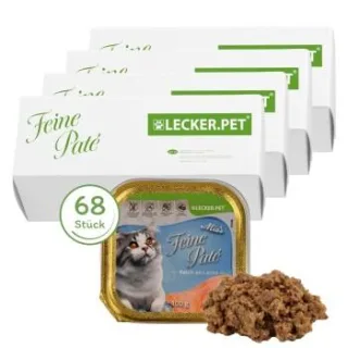 Lyra Pet Lecker.Pet Mia's Feine Paté Reich an Lachs Katzenfutter Nassfutter Vollnahrung 17x7,76 kg
