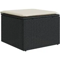 vidaXL Hocker Gartenhocker mit Kissen Schwarz 55x55x37 cm Poly Rattan (1 St)