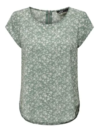 ONLY - ONLVIC S/S AOP TOP NOOS WVN Lily Pad - Gr. - 34
