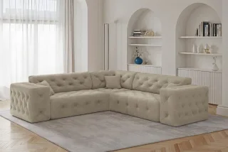 LAGERDEAL Ecksofa Designersofa CHANTAL in Stoff Moly Beige Seite Universal