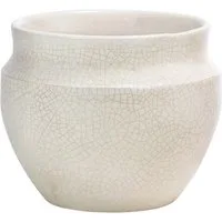 Dehner Übertopf Millie, bauchige Form, glasierte Keramik, Farbe creme, handgefertigter Indoor Blumentopf in zeitlosem Design