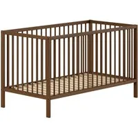 Vipack Babybett DINO, ideal für Ihr Kinderzimmer, Made in Europe, Buche massiv, 70/140cm, 3-fach höhenverstellbar, umbaubar, Buche Nussbaumfarbig