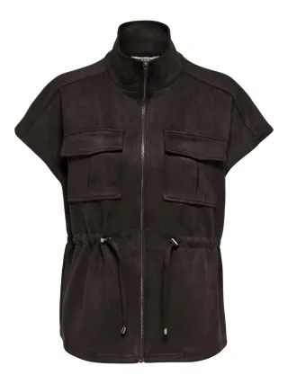 ONLY - Gilet in Veloursleder-Optik braun - Gr. - M