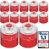 EVOCAMP Gaskartusche 12x Propan Butan 450g, Schraubkartusche Eurogewinde 7/16", Zubehör für Weber Grills Q100-1200-Serien, 12 St.