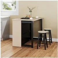 HOMCOM Bargruppe Bartisch mit Barhocker Set, Esstisch mit Klappbarer Tischplatte, (Küchentisch mit Schrank, Essgruppe für Esszimmer, Wohnzimmer)