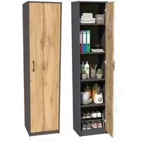 Home Collective Regal mit 5 Ebenen Aktenschrank mit 4 Einlegeböden und 1 Tür, in mattem Finish Standregal 39 cm breit graphit Eiche