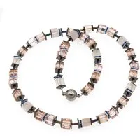 Bella Carina Perlenkette Würfelkette mit Glaswürfeln und Rosenquarz rosa, Würfelperlen