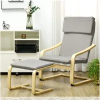 HOMCOM Relaxsessel Schwingsessel mit Fußhocker, Armlehne (Lesesessel, 2-St., Ruhesessel), für Garten, Balkon, Hellgrau