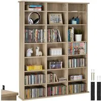 tectake CD-Regal Medienregal Stevie in Holzoptik 105,5x19x136,5cm, Sammlerset 1-tlg., höhenverstellbare und herausnehmbare Zwischenböden