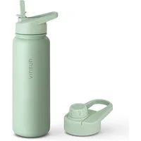 Vinsun Isolierflasche Edelstahl Trinkflasche 750ml Strohhalm - 2 Deckel Thermoflasche, BPA frei, doppelwandig, auslaufsicher, bruchsicher, geruchsneutral