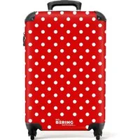 NoBoringSuitcases.com© Hartschalen-Trolley Weiße Punkte auf rotem Hintergrund 55x35x20cm, 4 Rollen, Reisetasche mit Rollen, Koffer Handgepäck Flugzeug