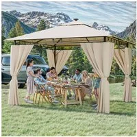 HOMALL Pavillon Winddicht und Wasserdicht, 300x300/300x400cm Pavillon für 4-8 Personen, mit 4 Seitenteilen, (mit LED-Beleuchtung(Akkus: 1 St) und ohne LED-Beleuchtung(Akkus: 0 St) 180G-PU-Polyester Abnehmbare Seitenwände), Patio Pavillon Für Garten, 
