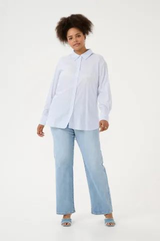 Langarm - Hemd Loose fit Blue/White Stripe blue white