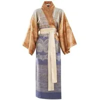 Bassetti Kimono BRUNELLESCHI, midi, Baumwolle, Gürtel, aus satinierter Baumwolle