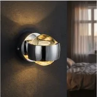 GLOBO LIGHTING LED Wandleuchte, LED-Leuchtmittel fest verbaut, Warmweiß, LED Wand Leuchte Schlafzimmer Glas UP & DOWN Dielen Strahler Chrom
