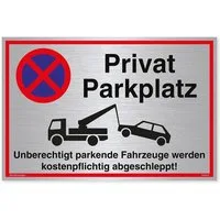 König Werbeanlagen Hinweisschild Schild Privatparkplatz Silber, stabiles Alu-Schild mit UV-Schutz 30 x 20 cm