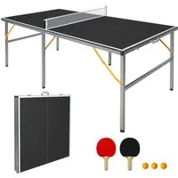 ibettertec Tischtennisplatte Klappbarer Tischtennisplatte 182x91cm, professionell, mit Netz (2 Schlägern & 4 Bällen, Indoor/Outdoor, Schwarz)