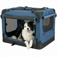 Xonic Hunde-Transportbox Foxdevil by xonic® Faltbare Hundebox / Transportbox (Dunkelblau, S)
