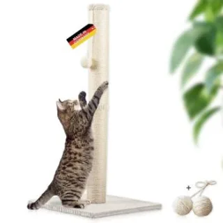 Rohrschneider ® Kratzbaum L, mit Katzenspielzeug, Bodenplatte mit Cordbezug