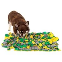 lionto Tier-Intelligenzspielzeug Schnüffelteppich für Hunde, 50x34 cm, gelb/grün, Textil, (1-tlg) Suchspielteppich & Futterspielmatte, rutschfest & pflegeleicht