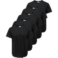 ONLY & SONS Rundhalsshirt ONSJEFF LONGY SS TEE 5-PACK OTL (Packung, 5-tlg)
