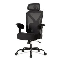 UEV Bürostuhl Ergonomisch bis 220KG Gaming Stuhl Wippfunktion (Schreibstuhl mit Armlehnen und Kopistütze, höhenverstellbarer Arbeitsstuhl, Drehstuhl mit Netzbespannung), verdicke Sitzkissen, Höhenverstellbar, 360°Drehung