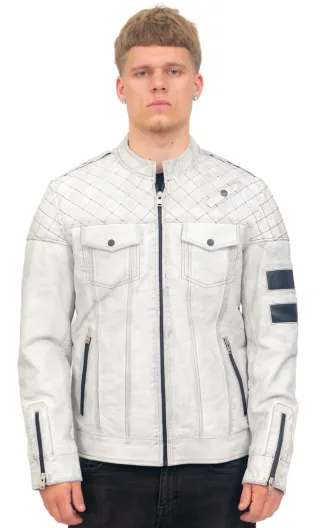 Herren Vintage gesteppte Leder-Rennjacke-Cardiff