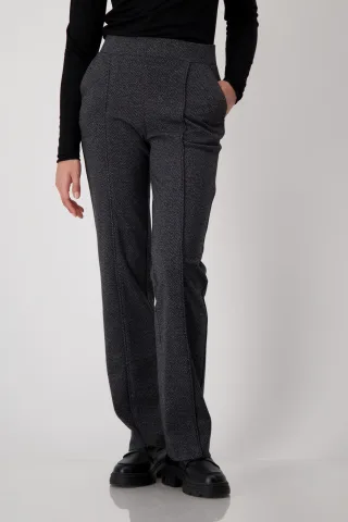 monari - Wide-Leg-Hose mit Fischgratmuster schwarz gemustert - Gr. - 40