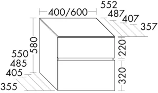 Burgbad Unterschrank Lin20Lack Hochglanz 580x600x552 Schwarz Hochglanz, USJH060F6520 USJH060F6520