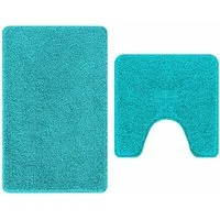 vidaXL Badematte Anti-Rutsch Badematten-Set 2 pcs Türkis PP, Höhe 0.2 mm, Polypropylen