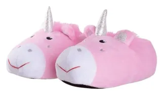 Kinder Rosa Einhorn Plüsch Hausschuhe | Geschenk für Sie | Weihnachten - Rosa