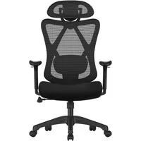 SONGMICS Bürostuhl ergonomischer Schreibtischstuhl, Computerstuhl, 70 x 70 x (115-125) cm, verstellbare Lendenstütze, Kopfstütze, bis 150 kg belastbar, schwarz