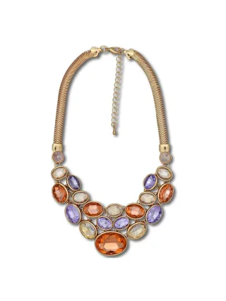 Steuer Modeschmuck Collier mit prachtvollem Strass mehrfarbig