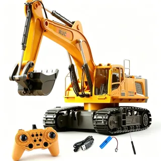 555-12 RTR 2.4G 12CH RC Car Excacator Alloy Bucket Remote Control LED Light Sound Engineering Vehicles Models Toys Colle