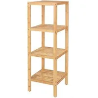 dibea Regal aus Bambus mit 4 Ablageflächen, 33x33x98 cm, natur, 1-tlg., robust & nachhaltig, platzsparend & pflegeleicht