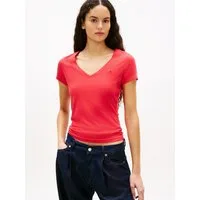 Tommy Jeans Kurzarmshirt TJW SLIM V-NECK TEE mit Logo-Stickerei