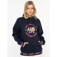 Zwillingsherz Hoodie "Always Positive" Kapuze, Stickerei, Fronttasche, Bündchen-Schriftzug, Langarm