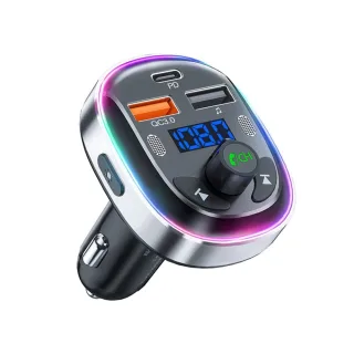 T81 Car MP3 Player Bluetooth 5.3 FM Transmitter QC3.0 PD 30W Fast Charging Charger 7 Color Lights Supports Hands-Free Ca