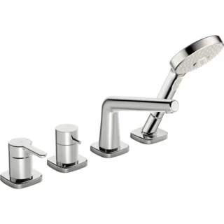 Hansa Hansadesigno Fertigmontageset 53122083 Einhebelmischer für alle 4-Loch-Einbausets, Rosette soft edge, chrom
