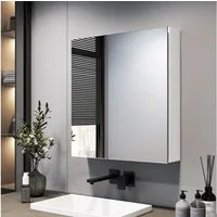 EMKE Spiegelschrank bad 60X65cm 2-türig Badezimmer Spiegelschrank Verstellbare Trennwand Schrank mit Doppelseitigem Spiegel
