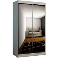 MIRJAN24 Kleiderschrank Top 21/100 (mit 2 Schiebetüren) mit Kleiderstange, Einlegeplatten und Frontspiegel