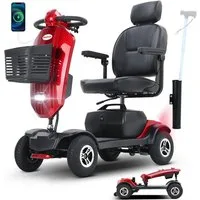 LVHOM Elektromobil 4-Rad-Scooter, faltbar, 30km Reichweite, 300W, 945MM, 136kg Tragkraft, 300 W, (360°-Drehsitz mit Kopfstütze, verstellbare Armlehnen, Integrierte Windschutzscheibe mit Getränkehaltern, ergonomischer Stockhalter, 2 USB-Ladestationen,