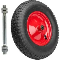 Garronda Schubkarren-Rad Ersatzrad Schubkarrenrad Luftreifen Reifen Stahlfelge Achse GD-0163 (1 St., Reifen, Achse), 4.80/4.00-8 2PR